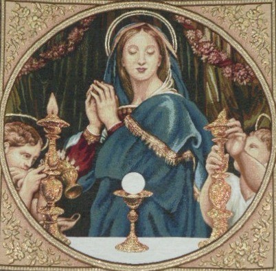 Tapiz de la Virgen y la Eucaristía 70 x 70 cm