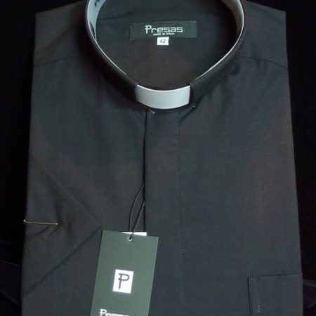 Camisa clergyman negra manga corta