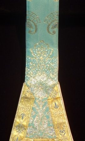 manípulo azul con oro y plata lamé